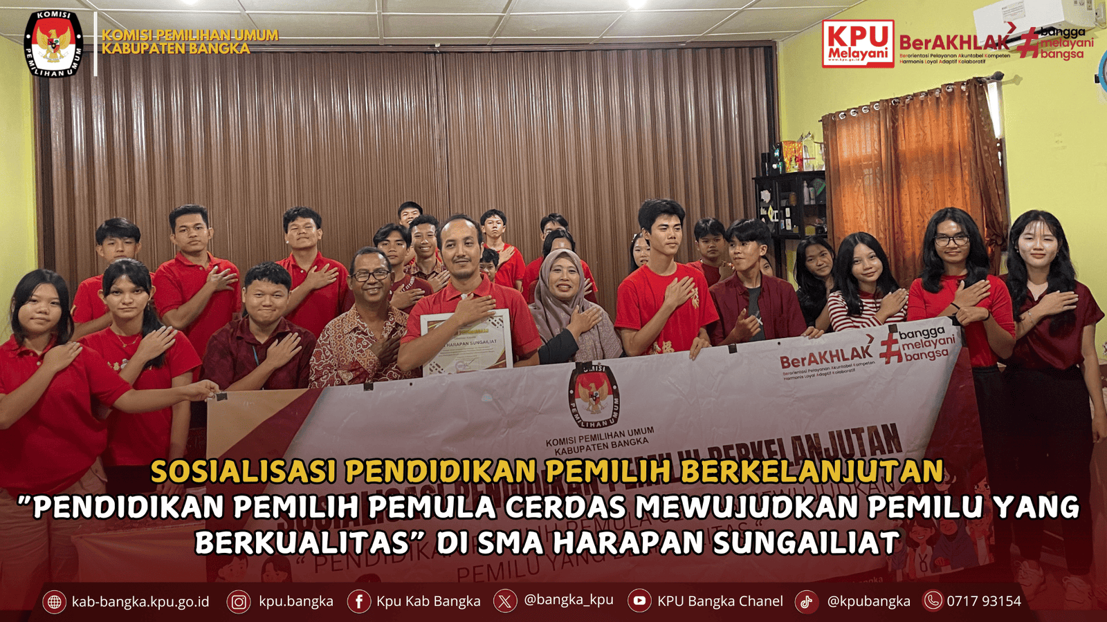 Komisi Pemilihan Umum Kabupaten Bangka melaksanakan kegiatan Sosialisasi Pendidikan Pemilih Berkelanjutan di SMA Harapan Sungailiat