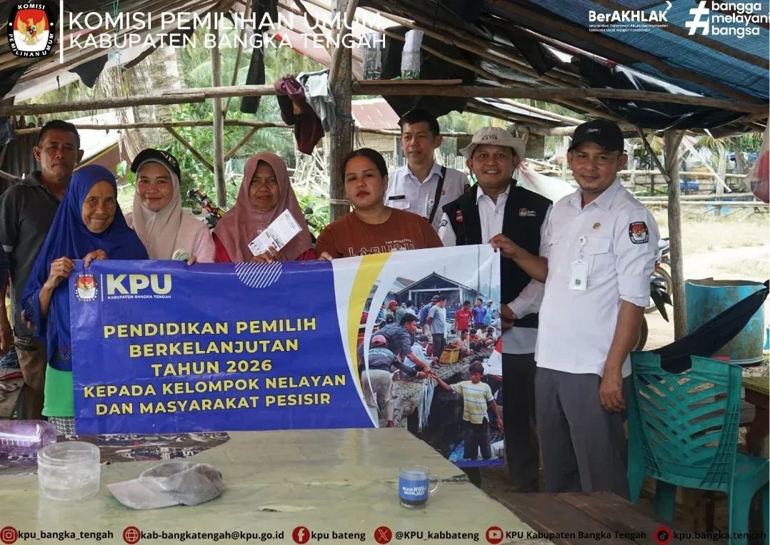 KPU Bangka Tengah Gelar Sosialisasi Door To Door ke Masyarakat Pesisir Batu Belubang dan Tanjung Gunung – Kegiatan Prioritas Nasional Segmen Pemilih Marjinal