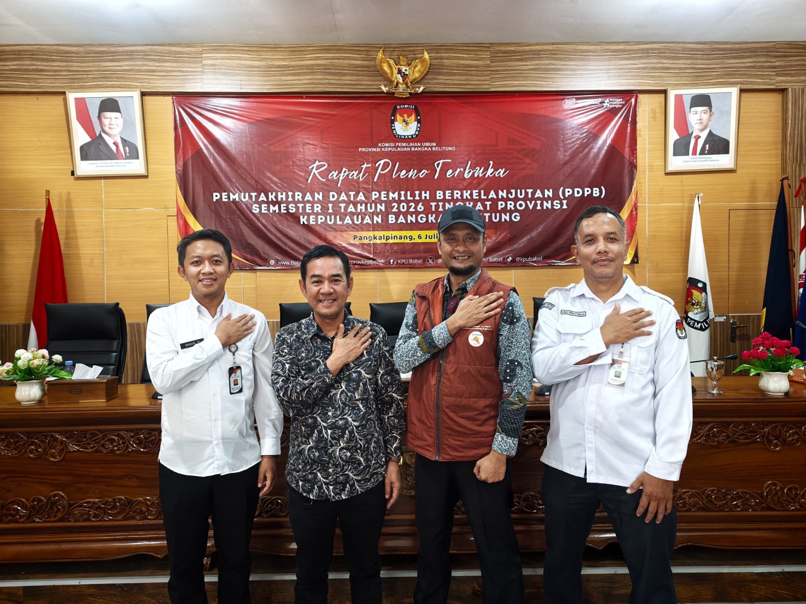 KPU Kabupaten Bangka Barat menghadiri Rapat Konsolidasi dan Rapat Pleno Terbuka Rekapitulasi Pemutakhiran Data Pemilih Berkelanjutan (PDPB) Semester II Tahun 2026 tingkat Provinsi Kepulauan Bangka Belitung