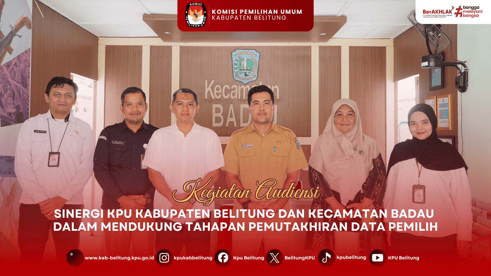 Kegiatan Audiensi Sinergi KPU Kabupaten Belitung dan Kecamatan Badau dalam Mendukung Tahapan Pemutakhiran Data Pemilih