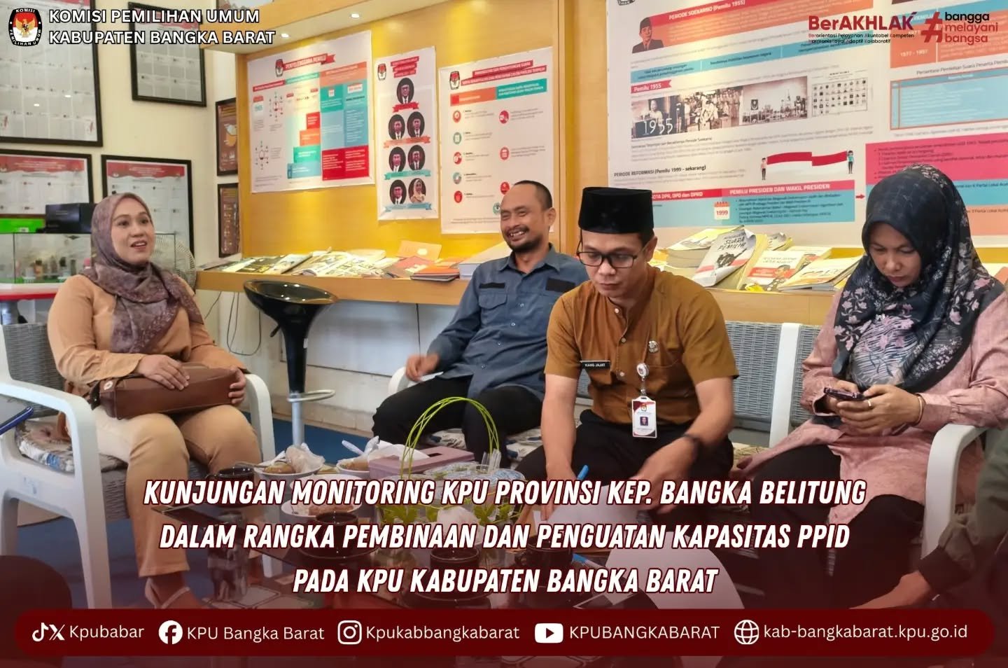 KPU Kabupaten Bangka Barat menerima kunjungan monitoring dari KPU Provinsi Kepulauan Bangka Belitung dalam rangka pembinaan dan penguatan kapasitas Pejabat Pengelola Informasi dan Dokumentasi (PPID)
