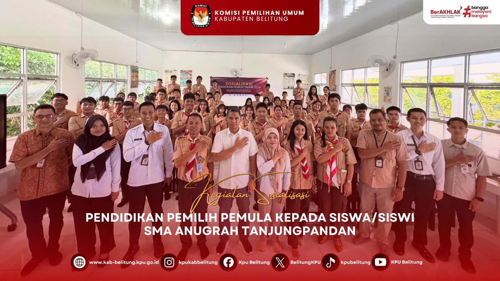 KPU Kabupaten Belitung melaksanakan kegiatan Sosialisasi Pendidikan Pemilih Pemula di SMA Anugrah Tanjungpandan