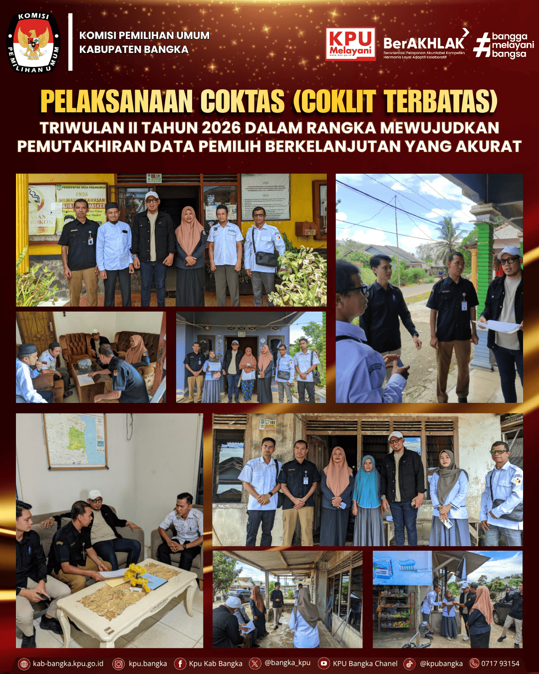 KPU Kabupaten Bangka melaksanakan kegiatan COKTAS (Pencocokan dan Penelitian Data Pemilih Terbatas) Triwulan II Tahun 2026