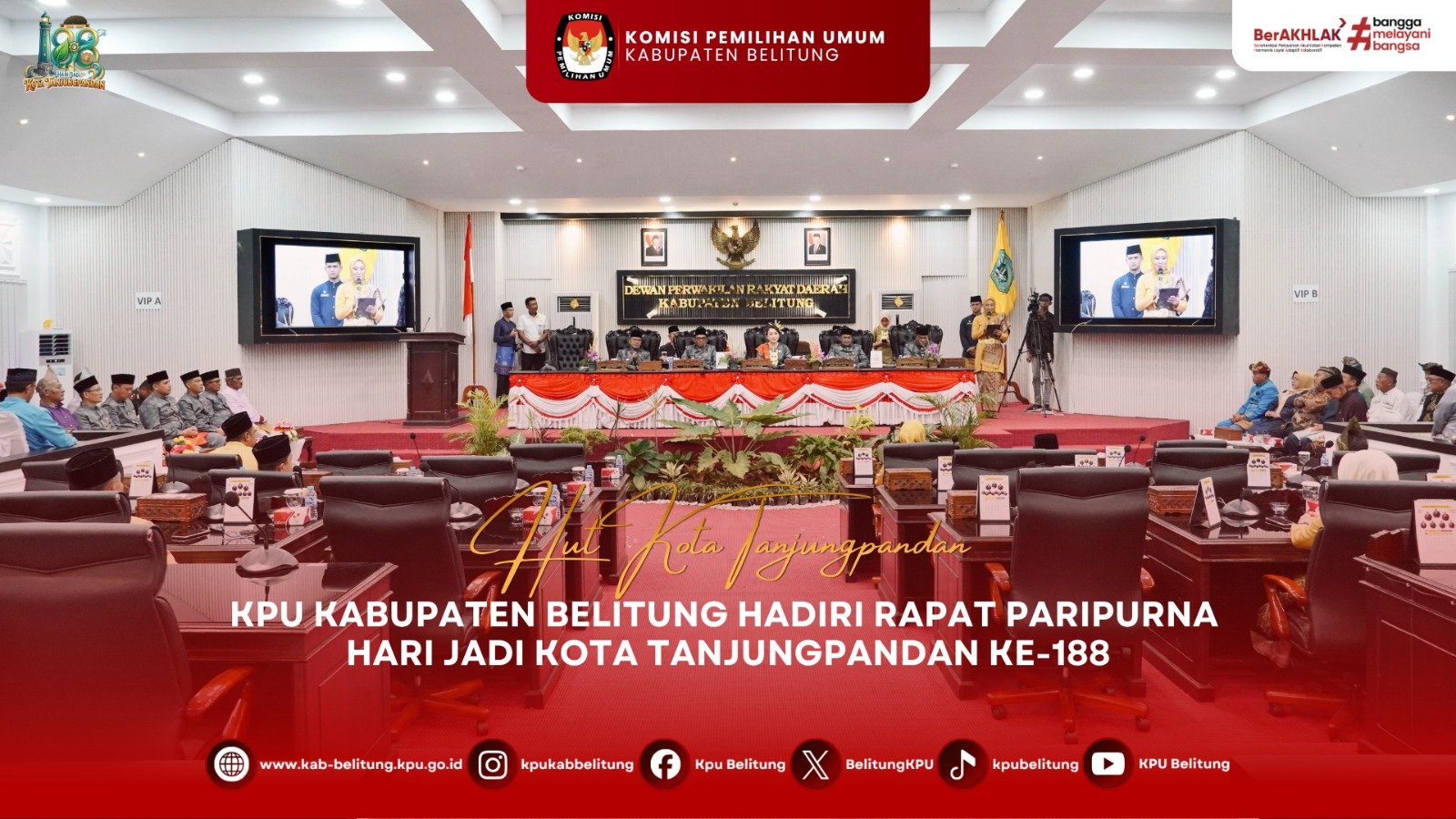 KPU Kabupaten Belitung Hadiri Rapat Paripurna Hari Jadi Kota Tanjungpandan ke-188