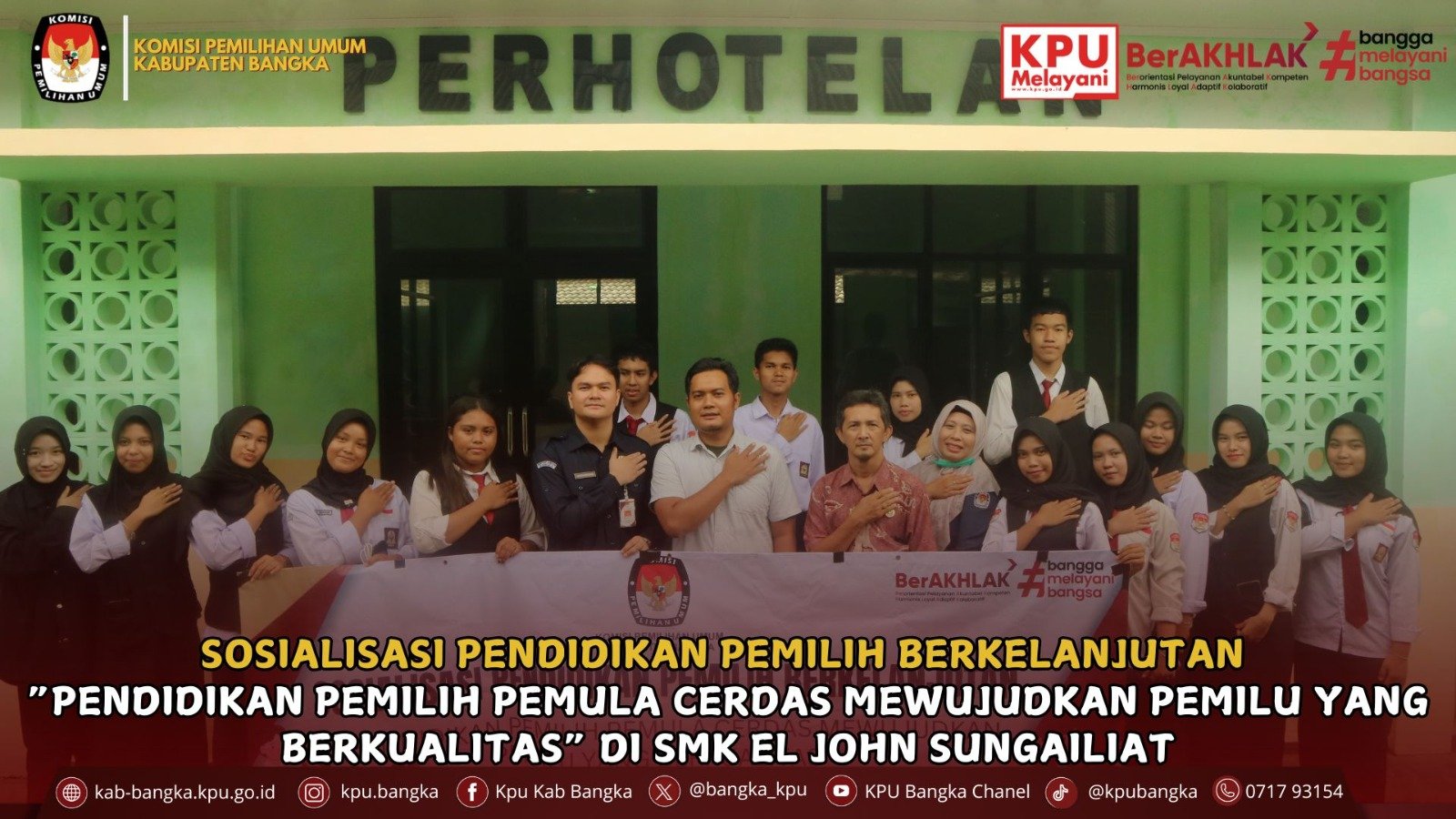 Komisi Pemilihan Umum Kabupaten Bangka melaksanakan kegiatan Sosialisasi Pendidikan Pemilih Berkelanjutan di SMK El John Sungailiat