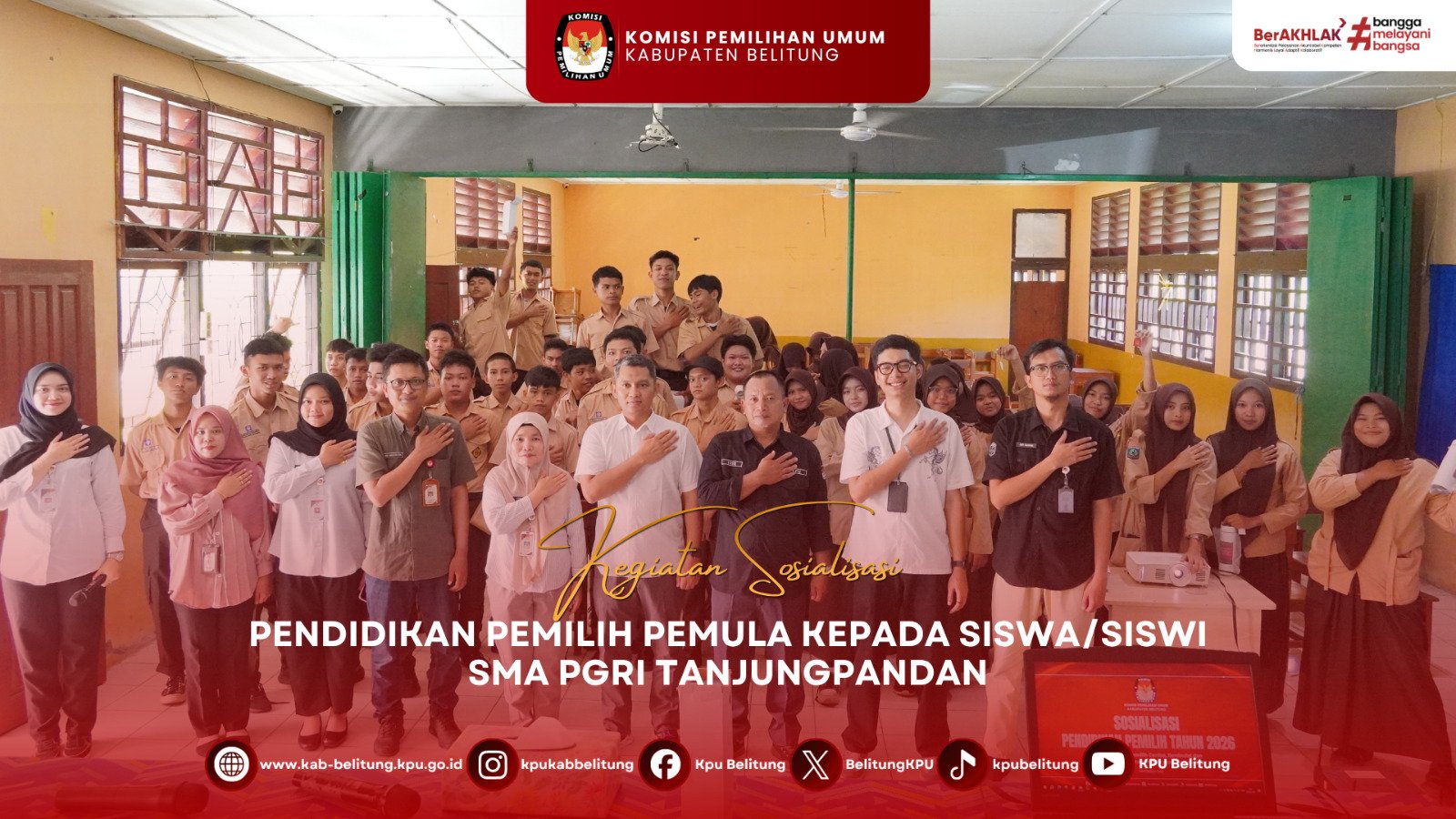 KPU Kabupaten Belitung melaksanakan kegiatan Sosialisasi Pendidikan Pemilih Pemula di SMA PGRI Tanjungpandan