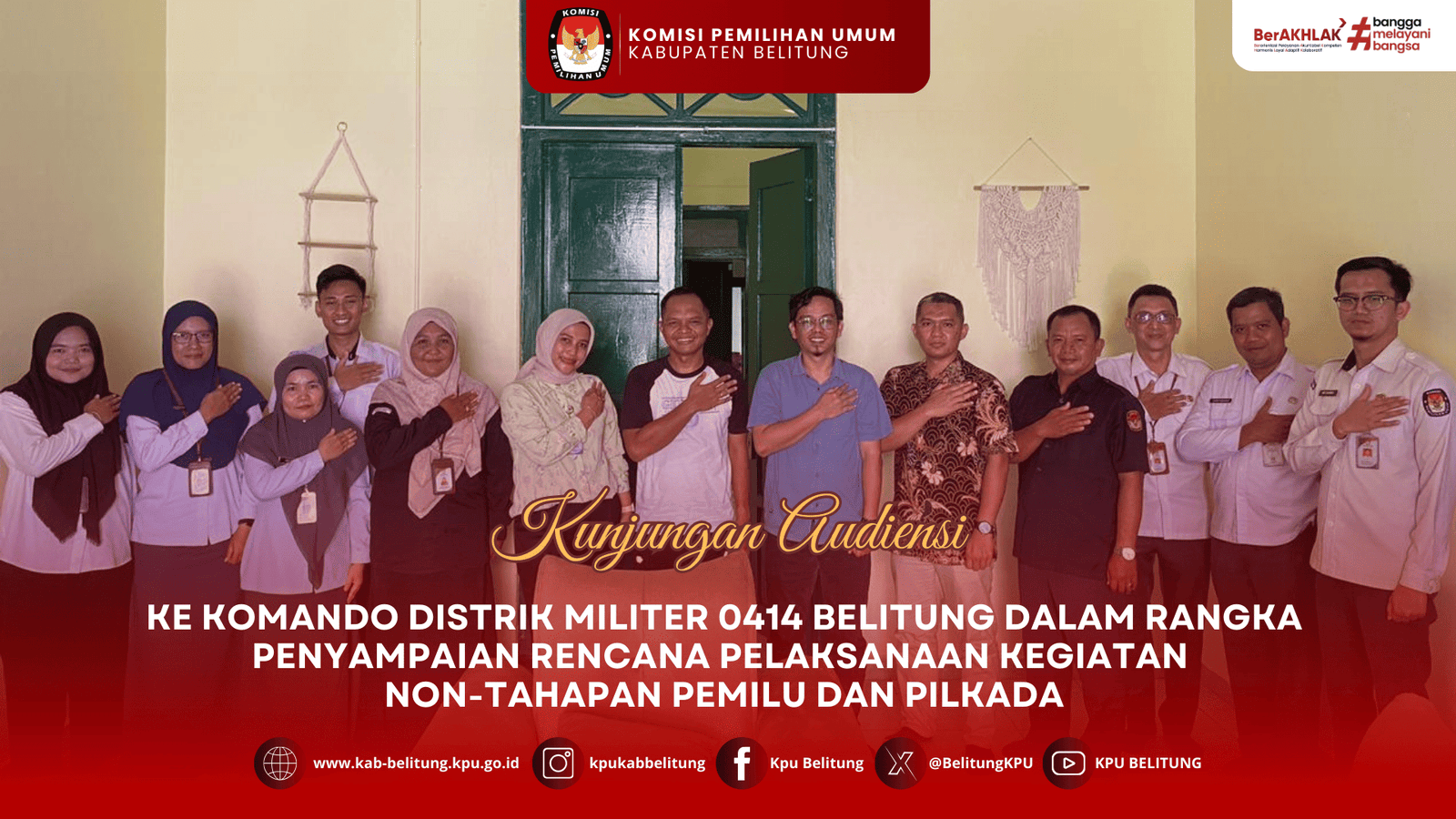 KPU Kabupaten Belitung Audiensi ke Kodim 0414/Belitung, Perkuat Sinergi Non-Tahapan