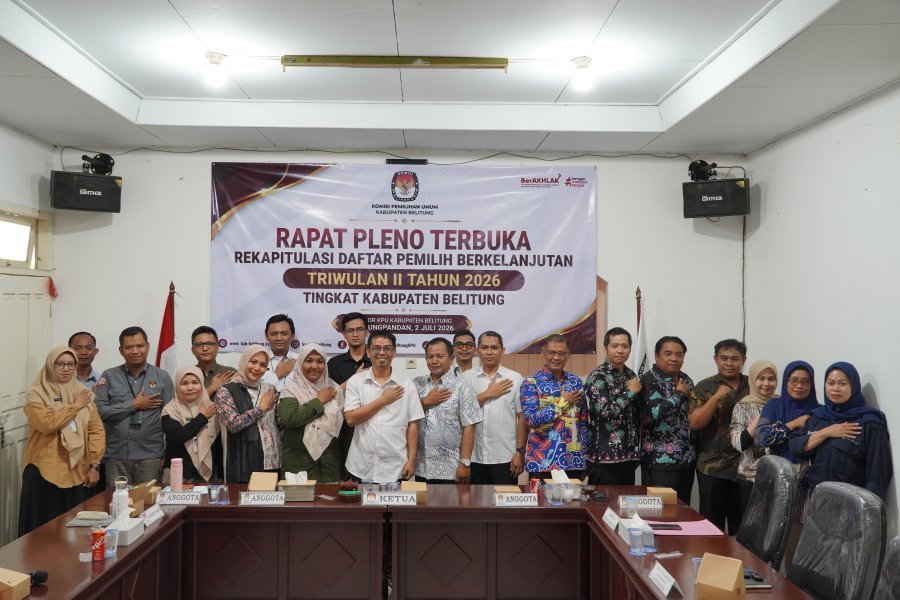 KPU Kabupaten Belitung Tetapkan DPB Triwulan II 2026 Sebanyak 144.381 Pemilih