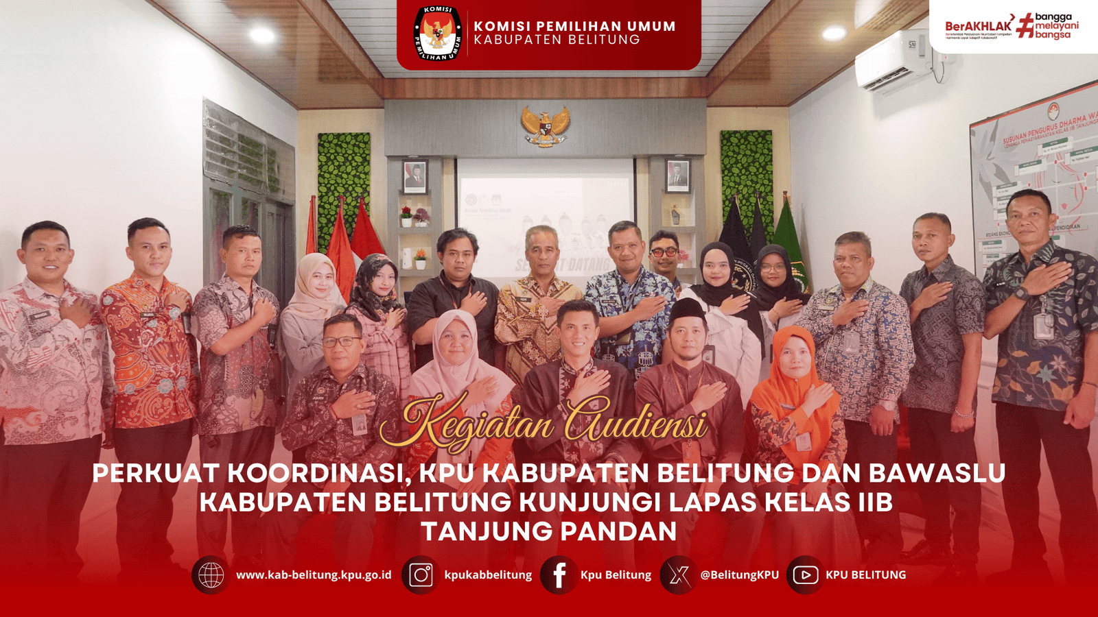 KPU Kabupaten Belitung dan Bawaslu Kabupaten Belitung Audiensi ke Lapas Kelas IIB Tanjungpandan, Perkuat Koordinasi Pemutakhiran Data Pemilih