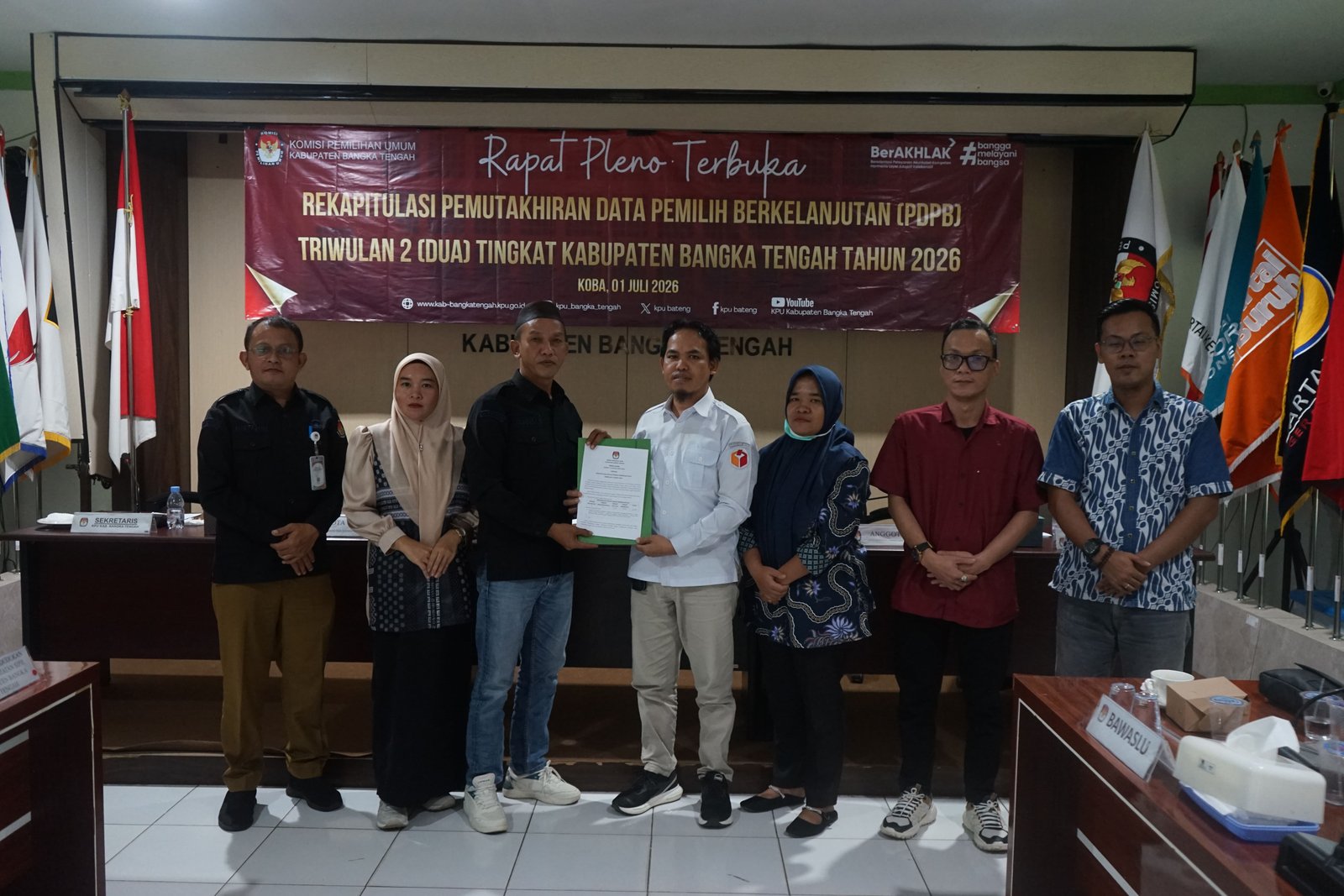 KPU Kabupaten Bangka Tengah Gelar Rapat Pleno Terbuka Pemutakhiran Data Pemilih Berkelanjutan (PDPB) Triwulan II Tahun 2026