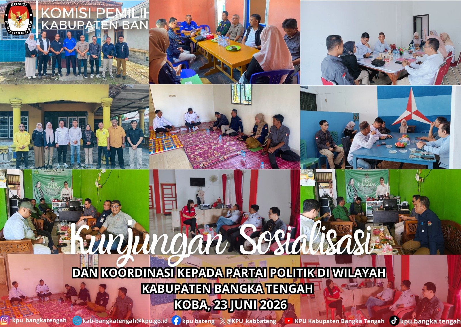 KPU Kabupaten Bangka Tengah Laksanakan Kunjungan Sosialisasi dan Koordinasi Pemutakhiran Data Partai Politik Melalui SIPOL