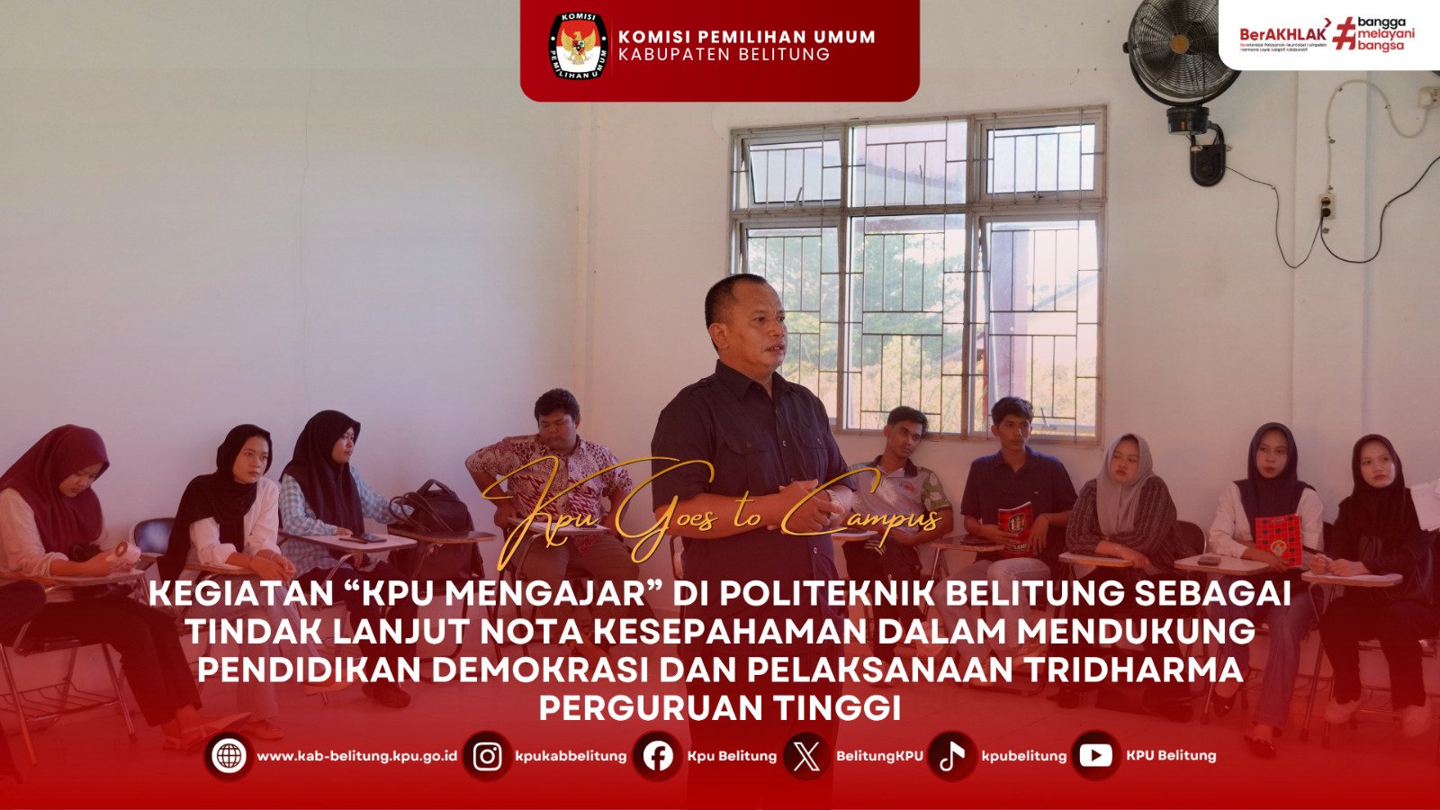 KPU Kabupaten Belitung melaksanakan kegiatan "KPU Belitung Mengajar” di Politeknik Belitung