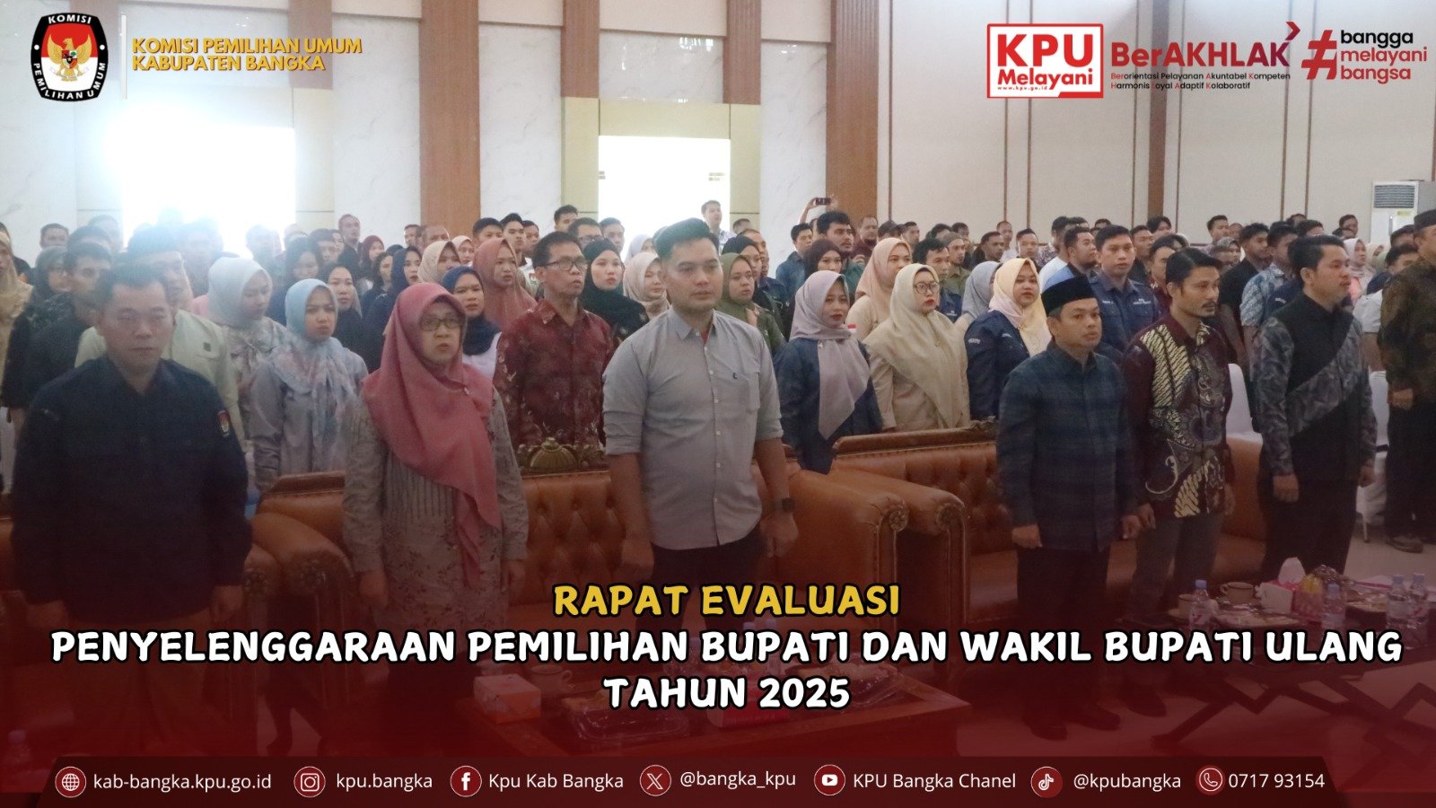 Komisi Pemilihan Umum (KPU) Kabupaten Bangka menggelar kegiatan Evaluasi Penyelenggaraan Pemilihan Ulang Bupati dan Wakil Bupati Bangka Tahun 2025