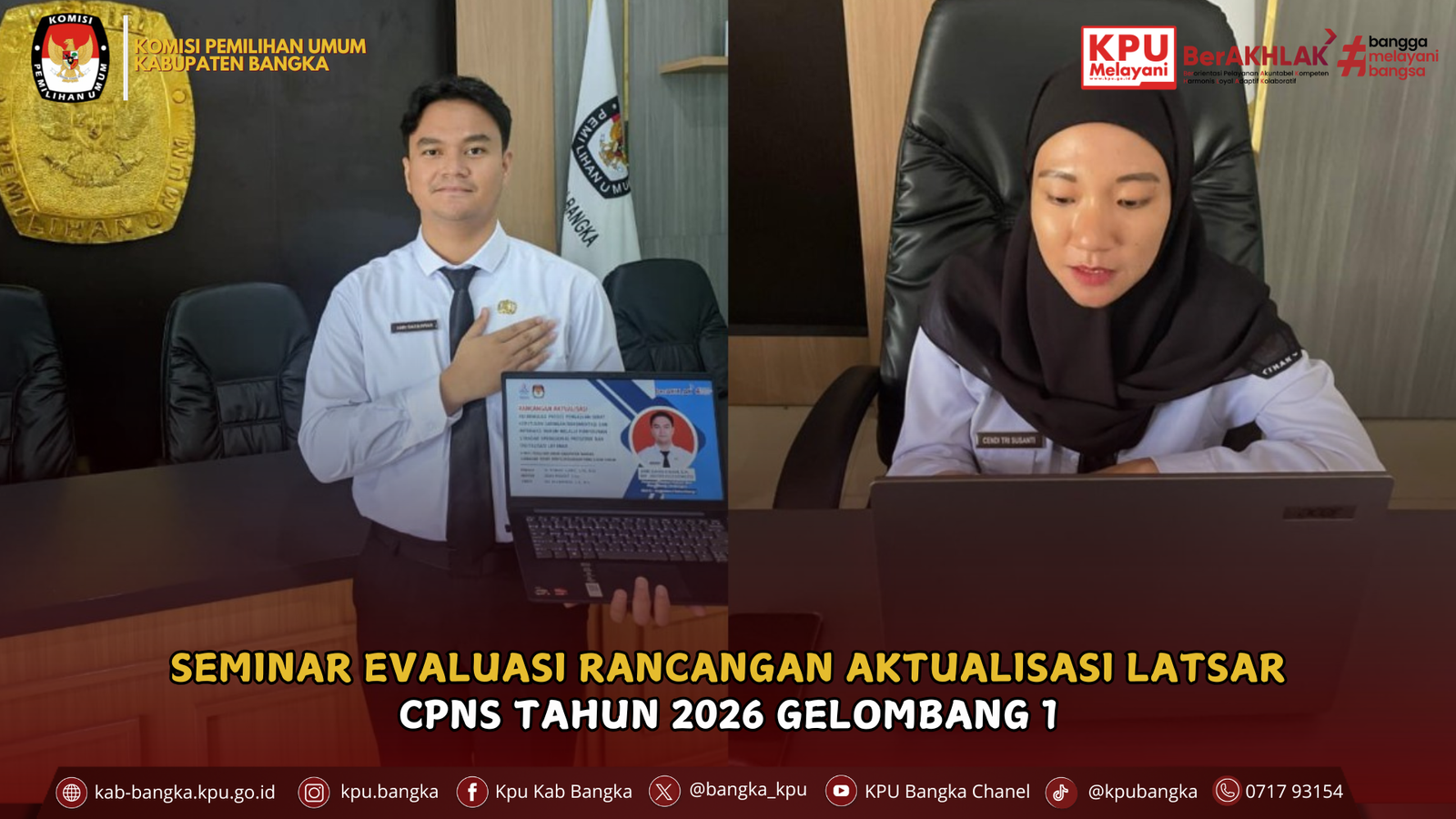 Komisi Pemilihan Umum Kabupaten Bangka mengikuti Seminar Evaluasi Rancangan Aktualisasi Latsar CPNS Tahun 2026 Gelombang I